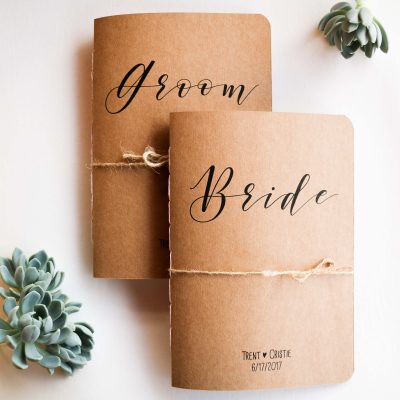 Wedding vow books bride and groom