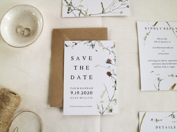 Save the date wildflowers recycled