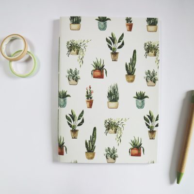 Recycled patterned notebook - cactus
