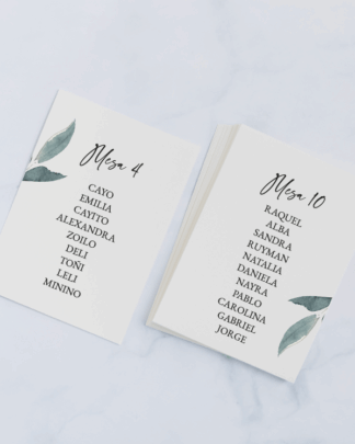 Seating de mesa tarjeta